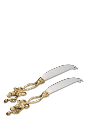 Golden Orchid Cheese Knives, Set of Two